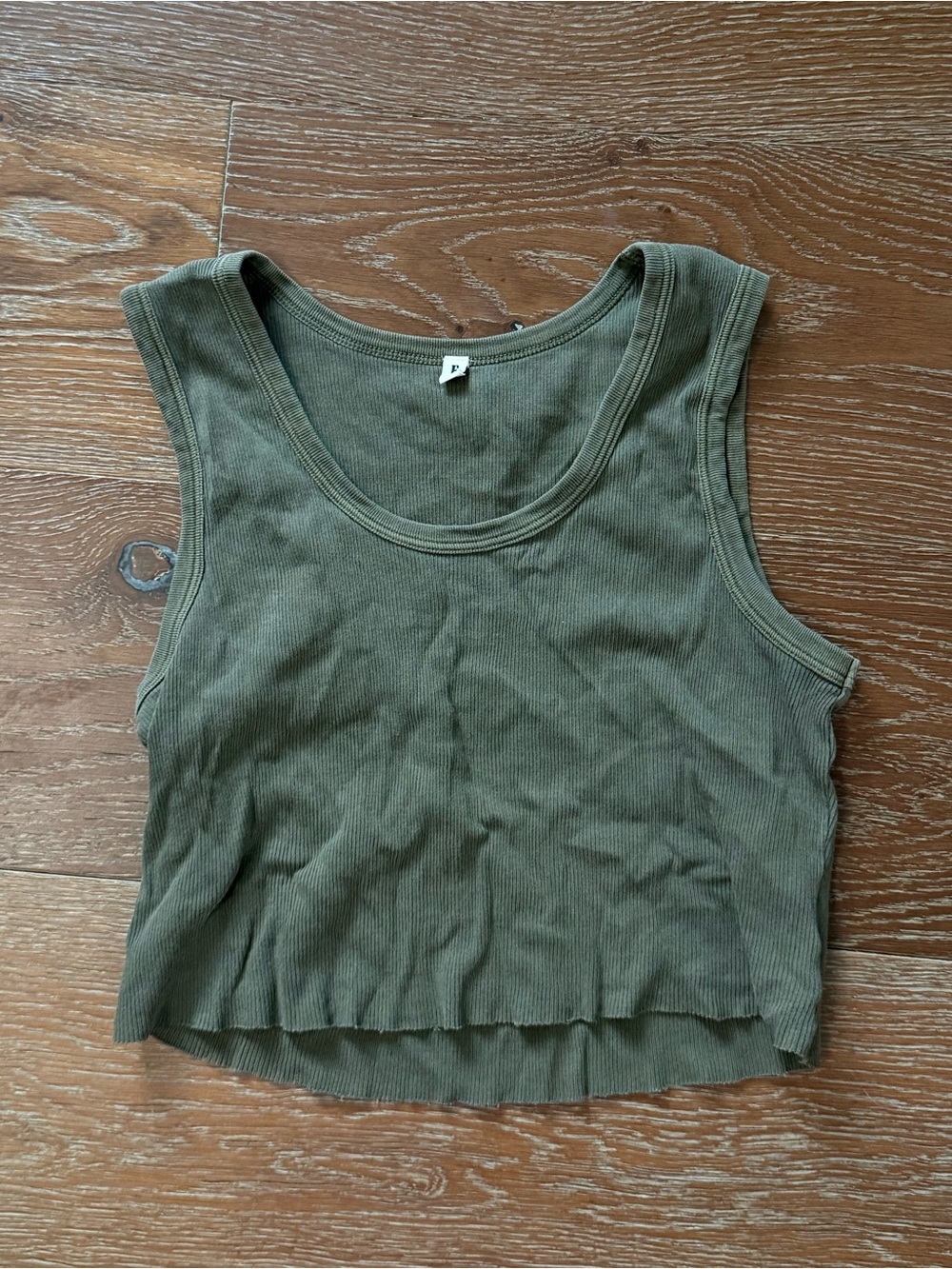 Olive Ribbed Tank Crop Top
